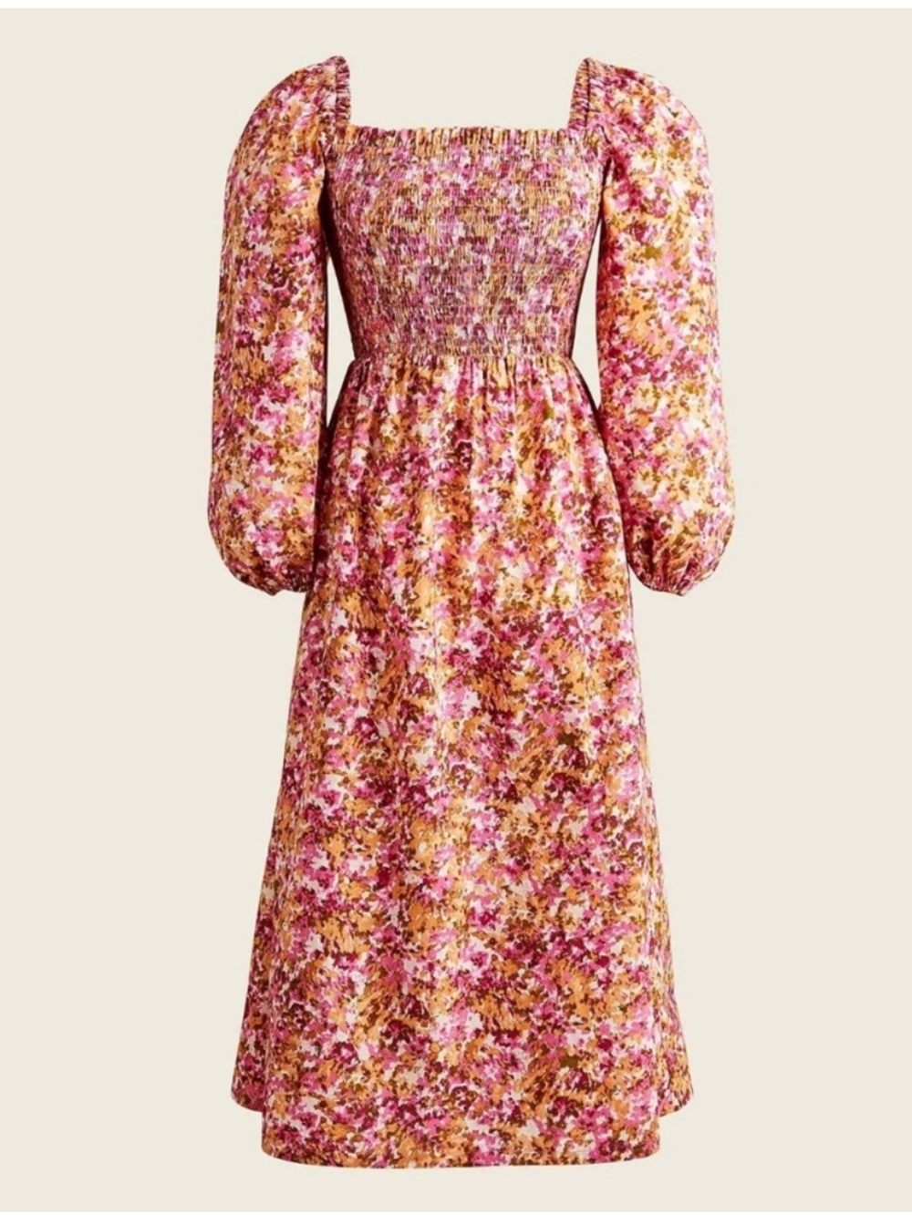 J.Crew Smocked Puff-sleeve Dress in Faded Floral Pink Size Small